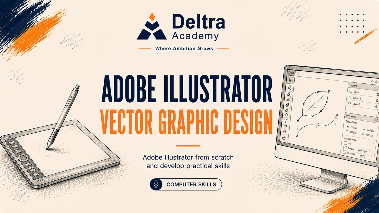 دورة Adobe Illustrator لتعلم التصميم المتجهي وتصميم الشعارات والأيقونات والرسومات الاحترافية