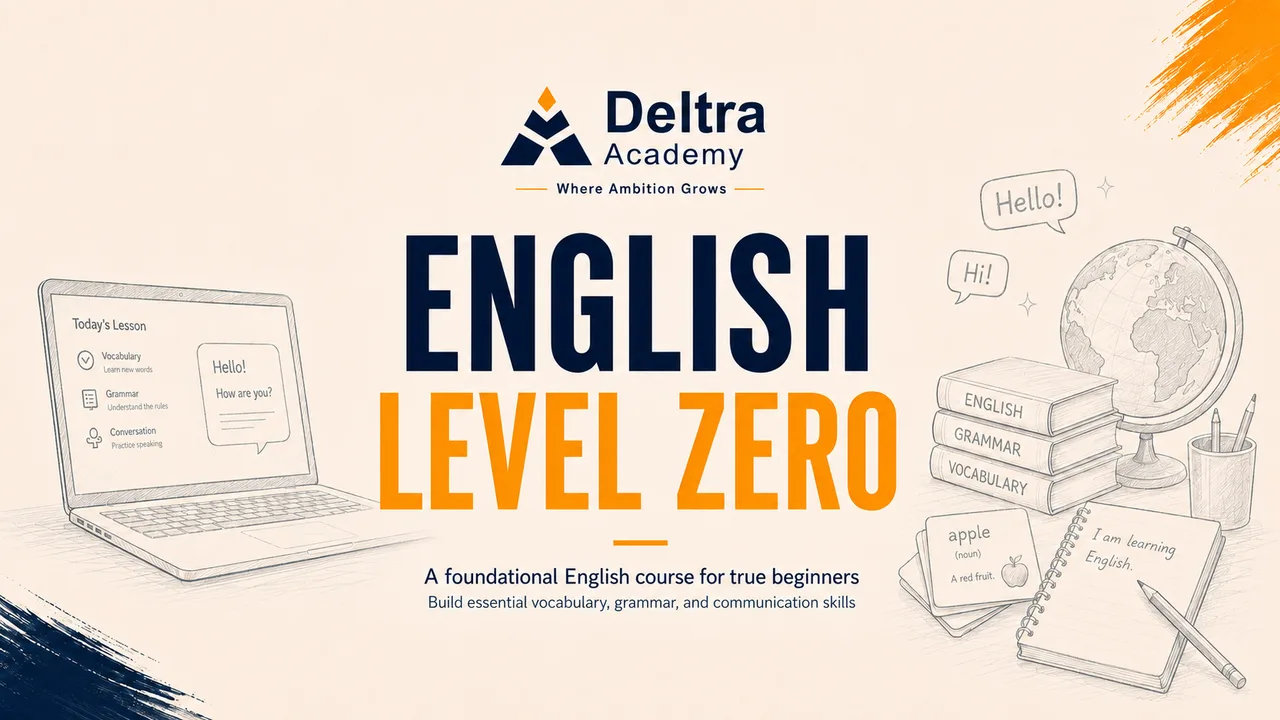 غلاف دورة Get Started: Foundations in English، يظهر متسلقاً يتسلق برجاً شاهقاً فوق مدينة مضاءة ليلاً.