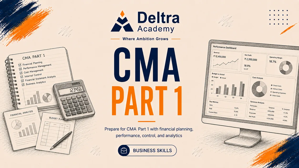 دورة CMA Part 1 في التخطيط المالي والأداء والتحليل وإدارة التكاليف والرقابة الداخلية.